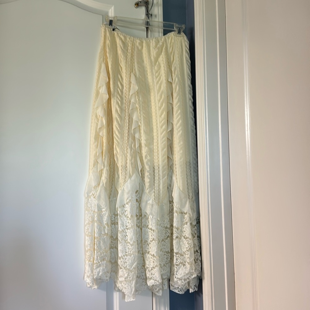 Princess Polly. Cream maxi shirt with lace
